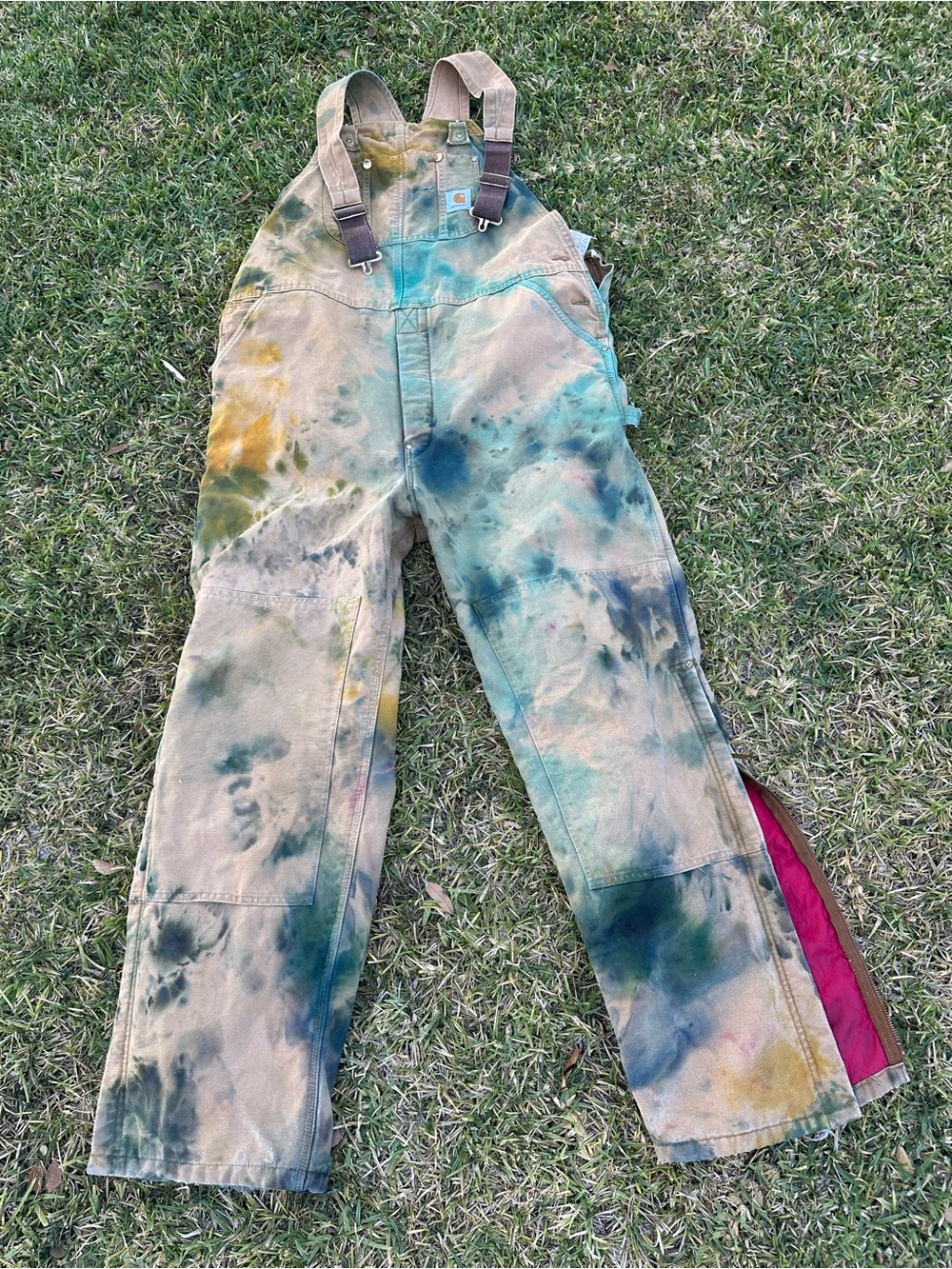 Carhartt Tie-Dye Canvas Overalls with Straps - Multicolor